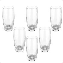 Jogo copos vidro altos resistente 6 pecas 365ml transparente