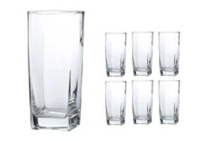 Jogo copos vidro cristal long drink quadrado 6pcs 320 ml