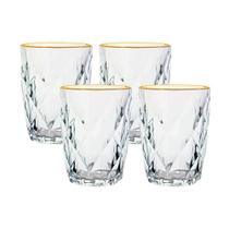 Jogo Copos Vidro Diamond Fio Ouro 270Ml 4 Peças Lyor 5256/4 Jogo Copos Vidro Diamond Fio Ouro 270Ml 4 Peças Lyor 5256/4
