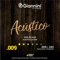 Jogo Cordas Violão Aço Acústico 009 Bronze Geswal