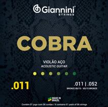 Jogo Cordas Violão Aço Cobra Bronze 011 GEEFLK