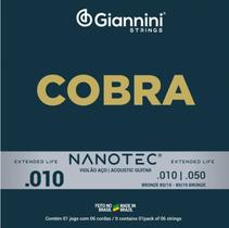 Jogo Cordas Violão Aço Giannini Nanotec Cobra GEEFLE PN