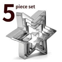 Jogo Cortador Biscoito Massas Estrelas Com 5 Peças De Inox