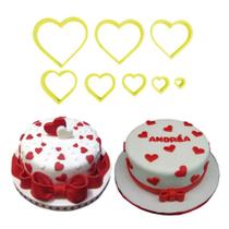 Jogo Cortador Coração Liso Blue Star 8 Peças Plastico