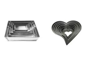 Jogo Cortador Retangular + Coração Para Massas