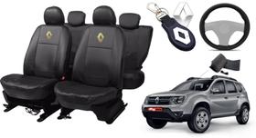 Jogo Couro Renault Duster 2017 + Capa de Volante com Agulha + Chaveiro