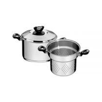 Jogo Cozi-pasta Solar Baquelite Em Aço Inox Fundo Triplo Com Alças Baquelite 2 Peças 20 C Jogo Cozi-pasta Solar Baquelite Em Aço Inox Fundo Triplo Com Alças Baquelite 2 Peças 20 C
