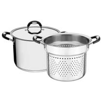 Jogo Cozi-Pasta Tramontina Duo Silicone em Aço Inox Fundo Triplo com Alças Silicone 2 Peças 24 cm