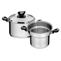 Jogo Cozi-Pasta Tramontina Solar Baquelite Em Aço Inox Fundo Triplo Com Alças Baquelite 2 Peças 20cm Jogo Cozi-Pasta Tramontina Solar Baquelite Em Aço Inox Fundo Triplo Com Alças Baquelite 2 Peças 20cm