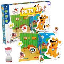 Jogo Da Memoria 3D Animais Pets Imagem Tabuleiro Educativo
