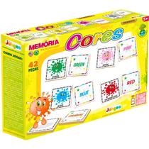 Jogo da Memória 42 Peças Em Madeira Cores Inglês E Português