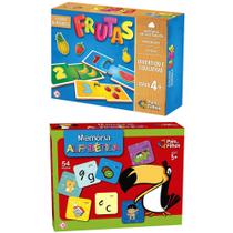 Jogo da Memória Alfabeto + Associe Numeros e Frutas em Madeira - Pais e Filhos Jogo da Memória Alfabeto + Associe Numeros e Frutas em Madeira - Pais e Filhos
