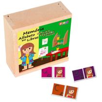Jogo da memória alfabeto ilustrado em libras madeira c caixa