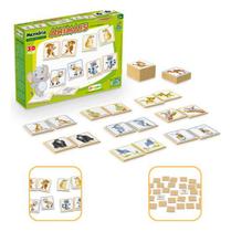 Jogo Da Memória Animais Com 42 Peças Em Madeira - Junges