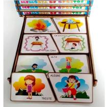 Jogo da memória de opostos 24 peças madeira Jogo da memória de opostos 24 peças madeira