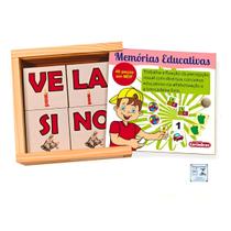 Jogo da Memoria de Silabas Carimbras 40 Pecas em Madeira Brinquedo Pedagogico e Recreativo
