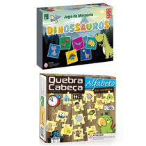 Jogo da Memoria Dinossauros + Quebra Cabeça em Madeira O Alfabeto - Pais e Filhos Jogo da Memoria Dinossauros + Quebra Cabeça em Madeira O Alfabeto - Pais e Filhos