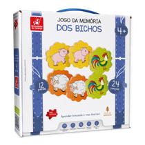 Jogo da memória dos bichos 24 peças brincadeira de criança bdc