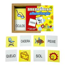 Jogo da Memória Educativa Alfabetização Jogo Pedagógico de Madeira Carlu 3 anos