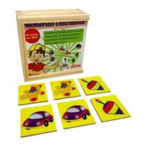 Jogo da Memória Educativa Brinquedos Educativos Pedagógico Infantil Madeira Carimbras Criança 3 anos