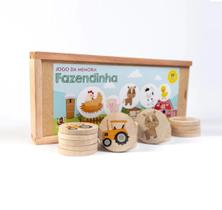 Jogo da Memória em Madeira - Fazendinha, Brinquedo da Fábrika dos Sonhos - Cód. FS49 Jogo da Memória em Madeira - Fazendinha, Brinquedo da Fábrika dos Sonhos - Cód. FS49