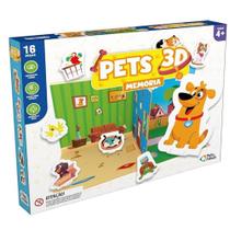 Jogo da Memória Pets 3D 18 Peças - Pais e Filhos 792405 Jogo da Memória Pets 3D 18 Peças - Pais e Filhos 792405