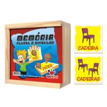 Jogo da Memória Plural e Singular Caixa em Madeira Jogo da Memória Plural e Singular Caixa em Madeira