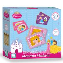 Jogo Da Memória Princesas Infantil 20 Peças Madeira 10 Pares Criatividade Imaginação 3 Anos Nig Brinquedos - 0794