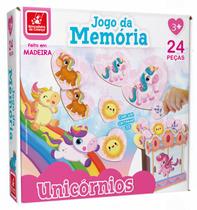 Jogo da Memória Unicórnios 24 Peças Brincadeira de Criança