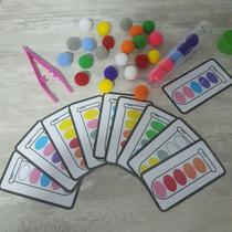 Jogo Da Sequência: Pinça Tubete Pompom Cards Plastificados Jogo Da Sequência: Pinça Tubete Pompom Cards Plastificados