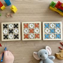 Jogo da Velha MDF 10x10cm Brinquedo Educativo Infantil para Raciocínio Lógico e Coordenação Motora Cor:Laranja