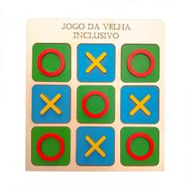 Jogo da Velha Tátil Inclusivo de Madeira - 22x20cm - Brinque E Leia