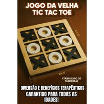 Jogo da Velha Tic Tac Toe Tabuleiro de Madeira Diversão Clássica e Inteligente Brinqueado