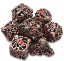 Jogo Dados Rpg Ultra Luxo Metal Vazado Polvo Caveira Cobre