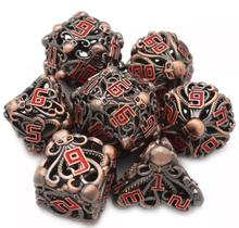 Jogo Dados Rpg Ultra Luxo Metal Vazado Polvo Caveira Cobre