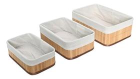 Jogo De 03 Cestos Organizadores De Bambu Claro Mimo Style Jogo De 03 Cestos Organizadores De Bambu Claro Mimo Style