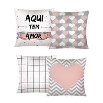 Jogo De 04 Capas De Almofadas Decoradas Amor Jogo De 04 Capas De Almofadas Decoradas Amor