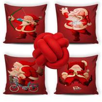 jogo de 04 capas de Almofadas Natalinas Cheias + 1 Almofada Nozinho vermelho - FELIZ NATAL