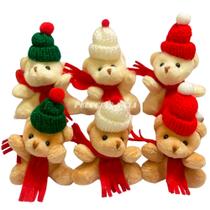 Jogo De 06pçs Mini Pelúcia Urso Noel 6cm - Natal Natalino