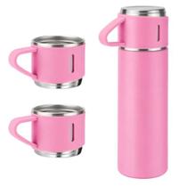 Jogo de 1 garrafa térmica inox, 500 ml e 3 xicaras Jogo de 1 garrafa térmica inox, 500 ml e 3 xicaras