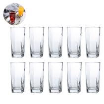 Jogo de 10 Copos de Vidro Quadrado Bali 320ML Refresco Drinks