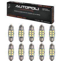 Jogo de 10 Lâmpadas Autopoli Led Torpedo Branco 18w 12v 216 Lúmens Al1605 Luz Placa