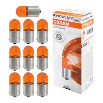 Jogo de 10 Lâmpadas Osram Ry10w 1 Polo 12v 10w Luz Âmbar Pinos Encontrados em Y com Base Bau15s Automotiva Original