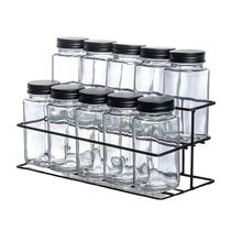 Jogo de 10 porta condimentos Vidro Suporte em metal 110ml -Dynasty Jogo de 10 porta condimentos Vidro Suporte em metal 110ml -Dynasty
