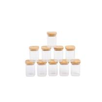 Jogo de 10 Potes Herméticos de Vidro Tampa de Bambu - 200 Ml Oikos