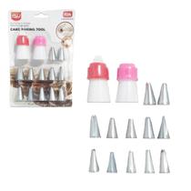 Jogo De 12 Bicos De Confeitaria + 2 Adaptadores De Manga