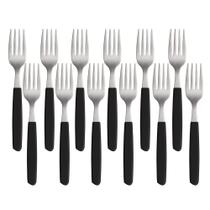 Jogo de 12 Garfos Cabo Preto de Plástico Berlim 20cm Em Casa Tem