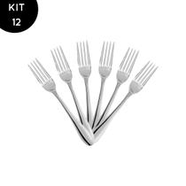 Jogo de 12 Garfos Para Mesa Feito em Aço Inox e Rígido