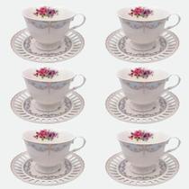Jogo de 12 peças Para Chá Mon Cheri em new bone china 220ml Mesa Posta Jogo de 12 peças Para Chá Mon Cheri em new bone china 220ml Mesa Posta