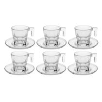 Jogo De 12 Peças Xícaras Pires Café Expresso De Vidro 80Ml Jogo De 12 Peças Xícaras Pires Café Expresso De Vidro 80Ml